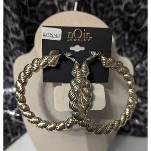 nOir Gold Toned Rope Twist Hoop Earrings